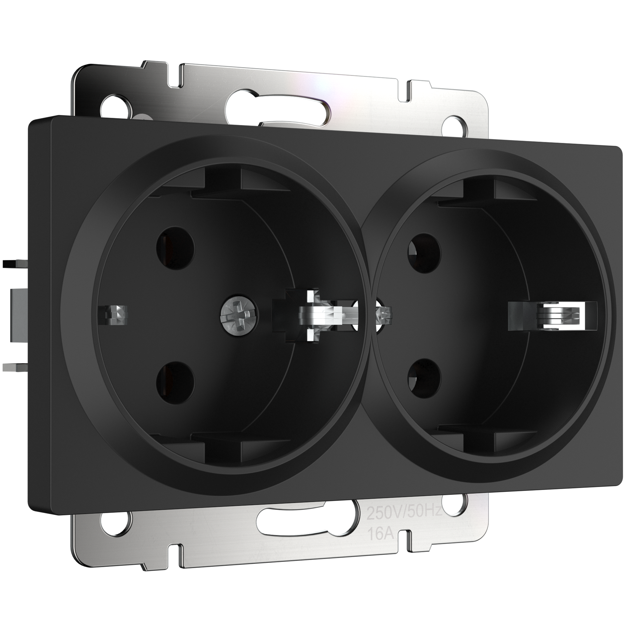 Розетка Werkel W1172008/ Розетка двойная с заземлением (черный матовый)