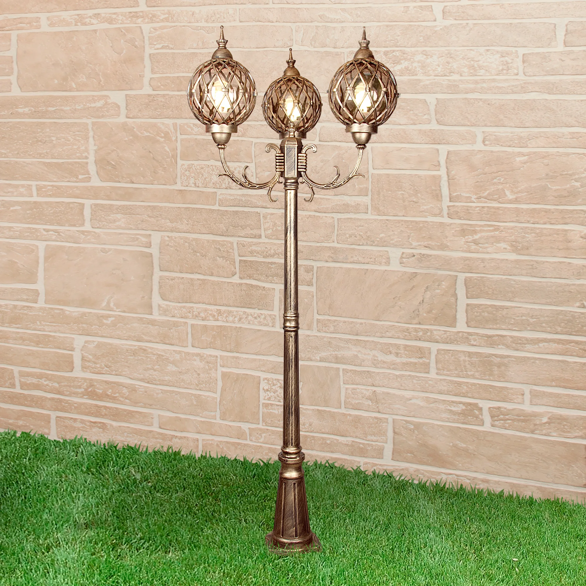 Столб фонарный уличный Elektrostandard Sirius Sirius F/3 черное золото